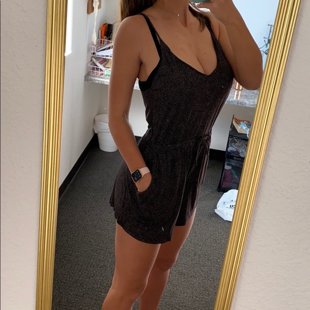 Cute Black/Dark brown dotted romper